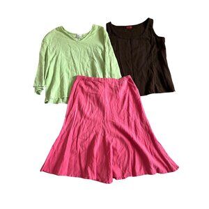 Oh My Gauze Womens Sz S/M Lightweight 3pc Clothing Set Skirt/ 2 Top